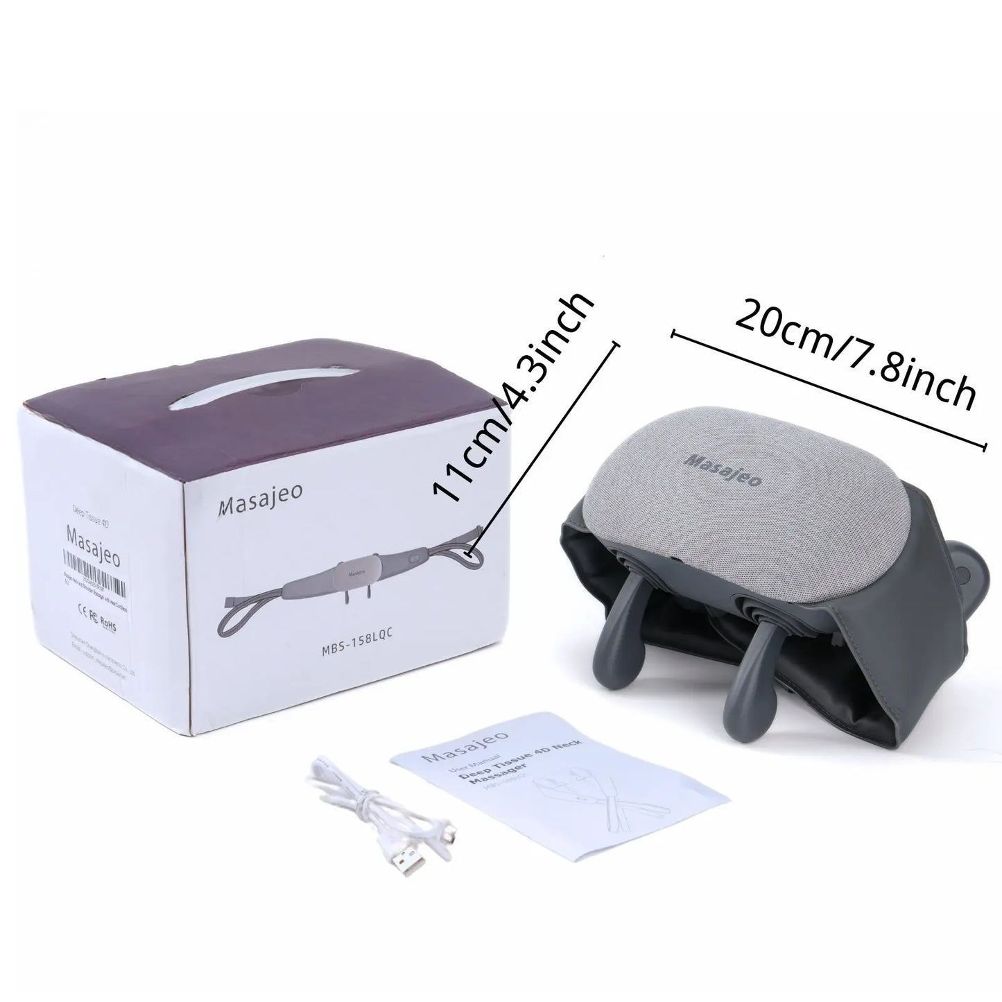 Neck Massager for Pain Relief Deep Tissue, Cordless Neck and Shoulder Massager with Soothing Heat, Rechargeable Portable Hand-Free Design