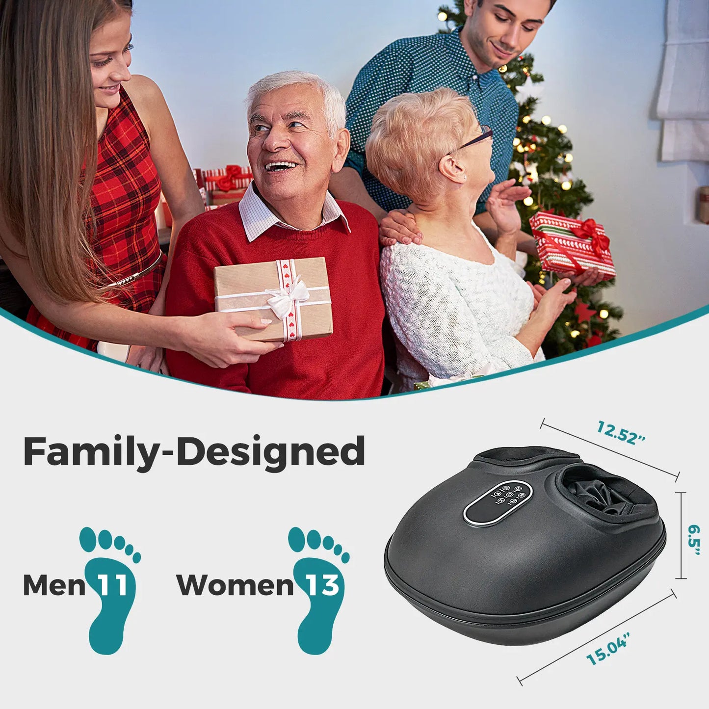 Foot Massager Machine with Heat, Shiatsu Deep Kneading Feet Massager with Air Compression, 6 Modes, Foot Massager Gifts for Women Men