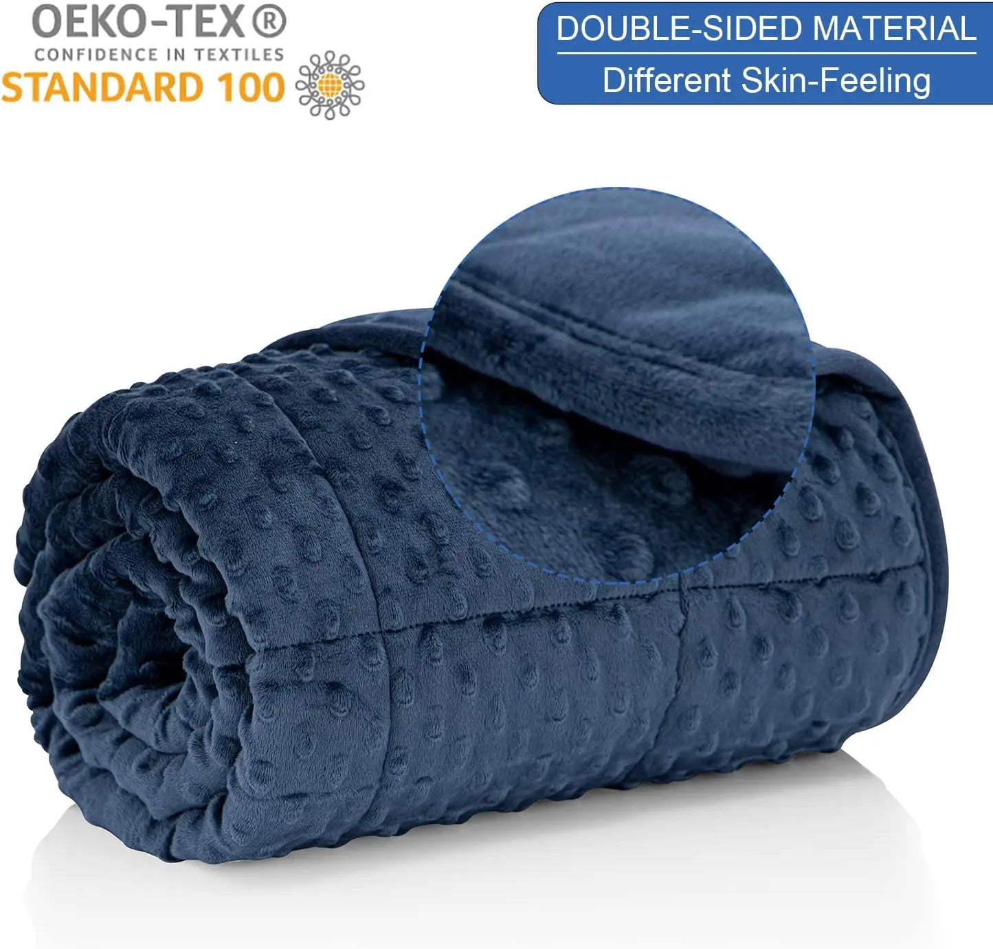 Weighted Blanket 15Lbs for Adult(60"80",Navy Blue) Breathable Soft Minky Weighted Throw Blanket for All Season,Heavy Blanket with Glass Beads
