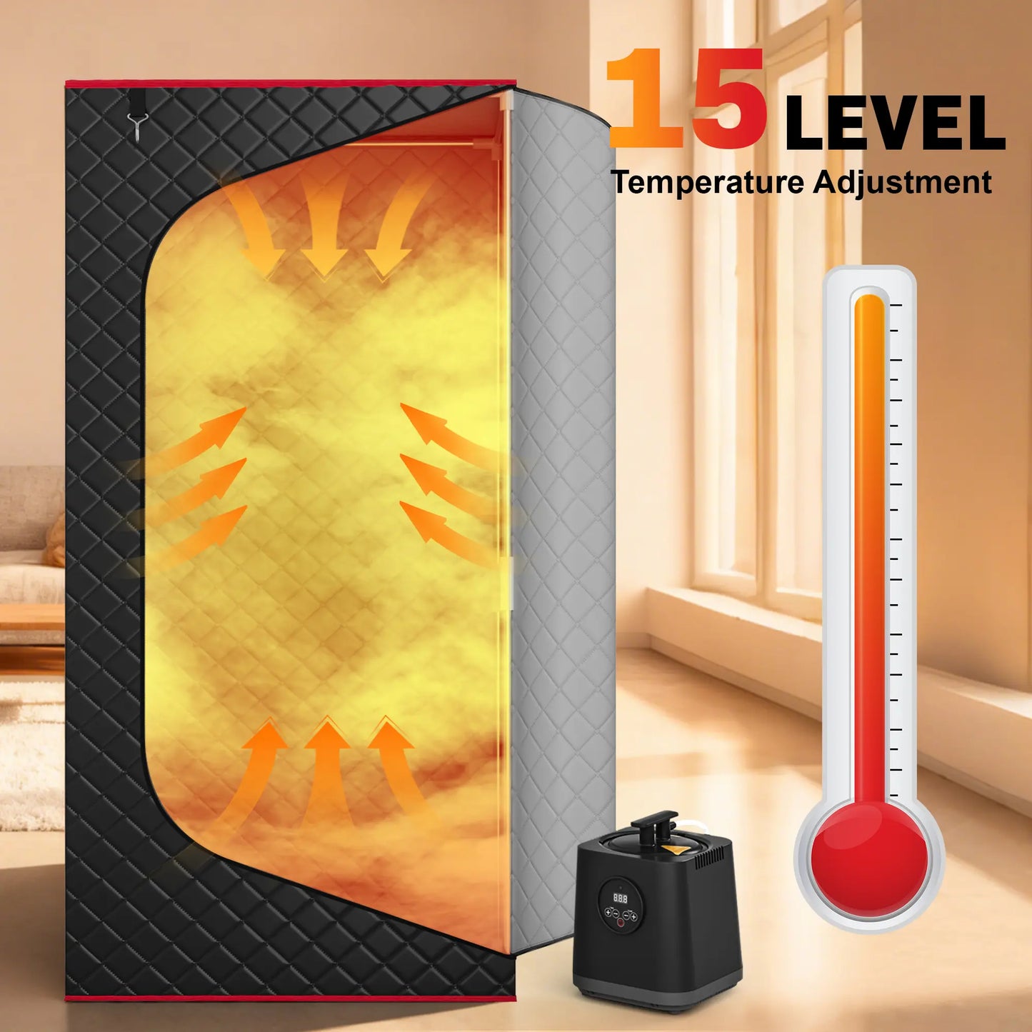 TEHANLD Portable Sauna Box for Home, Personal Steam Nurecover Saunas Heater at Home Use, 3.0L 1200W Steamer, Indoor Foldable Sauna Tent, Dry Sauna SPA Full Body Inflatable Pool