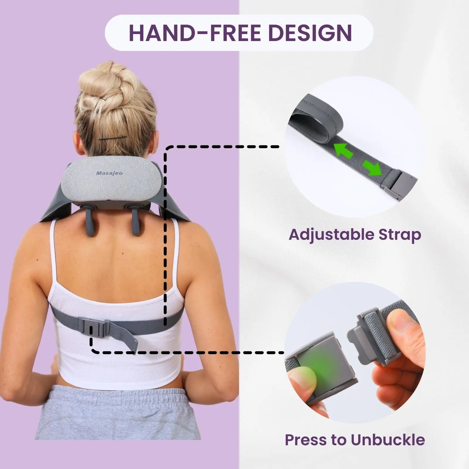 Neck Massager for Pain Relief Deep Tissue, Cordless Neck and Shoulder Massager with Soothing Heat, Rechargeable Portable Hand-Free Design