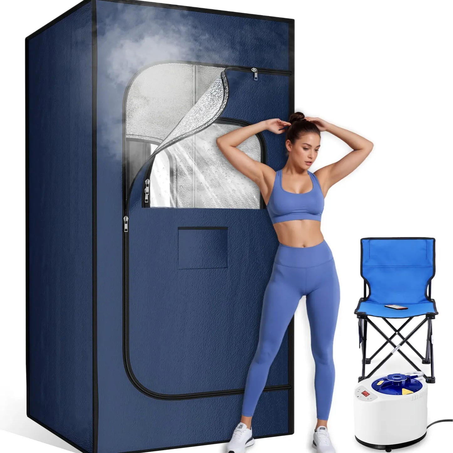 TEHANLD Portable Sauna Box for Home, Personal Steam Nurecover Saunas Heater at Home Use, 3.0L 1200W Steamer, Indoor Foldable Sauna Tent, Dry Sauna SPA Full Body Inflatable Pool
