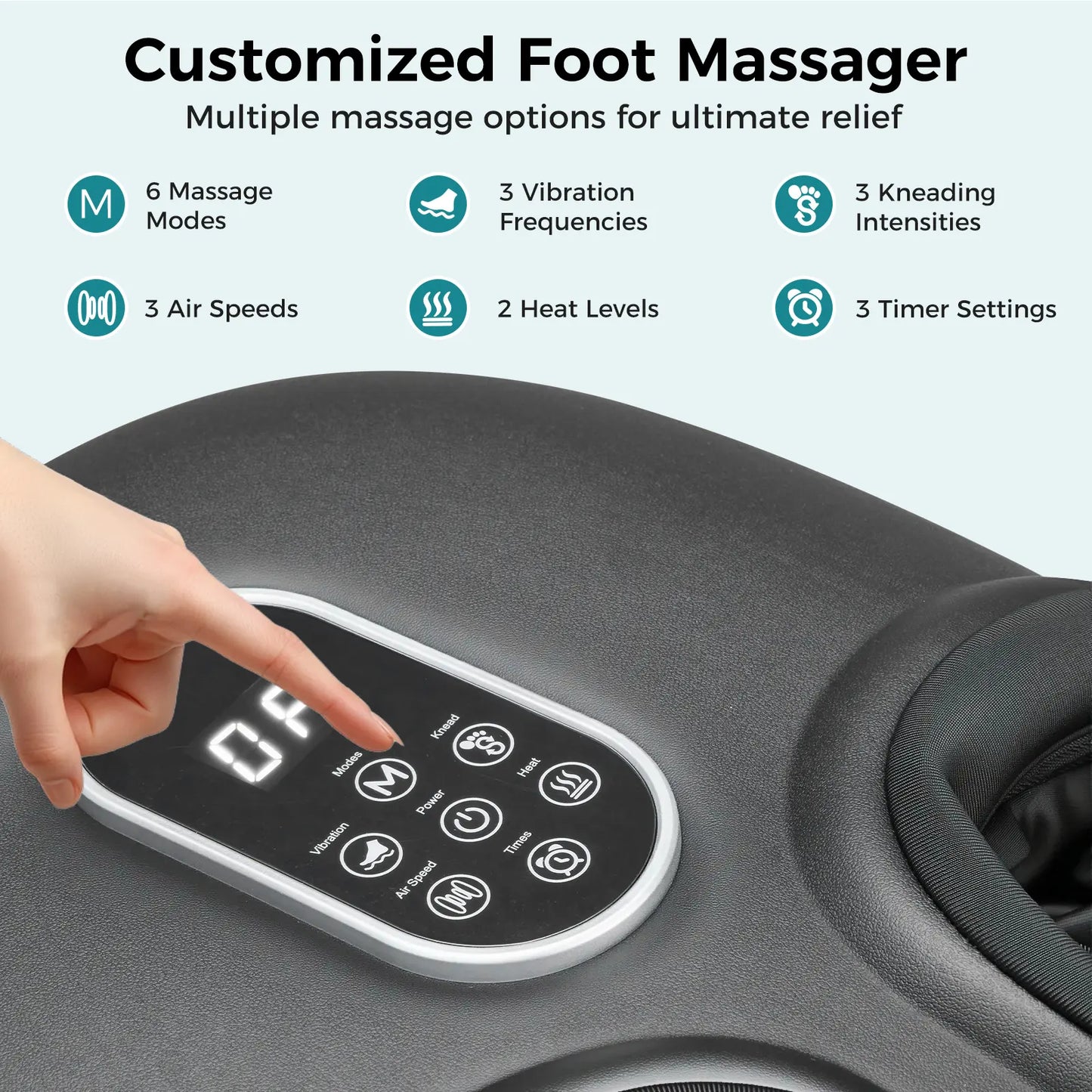 Foot Massager Machine with Heat, Shiatsu Deep Kneading Feet Massager with Air Compression, 6 Modes, Foot Massager Gifts for Women Men