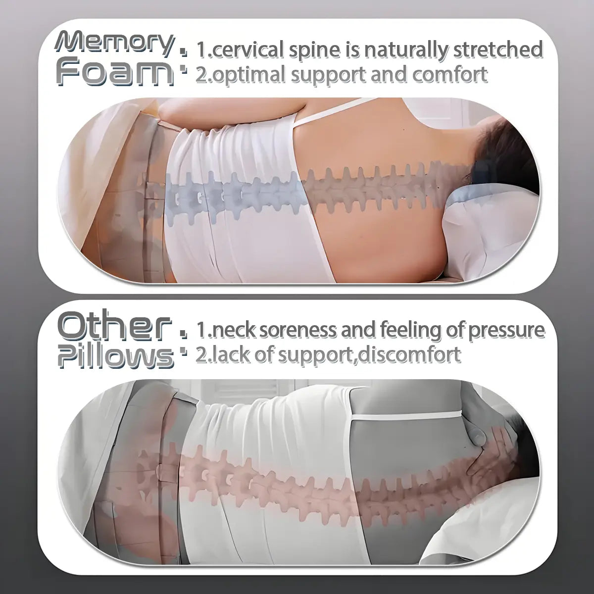3D Ergonomic Cervical Pillow for Neck and Shoulder Support, Butterfly Contour Memory Foam Pillow with Breathable Air Holes, Cervical Alignment Support Pillow for Side Back Sleepers, Pain Relief Sleeping Pillow for Home Bedroom