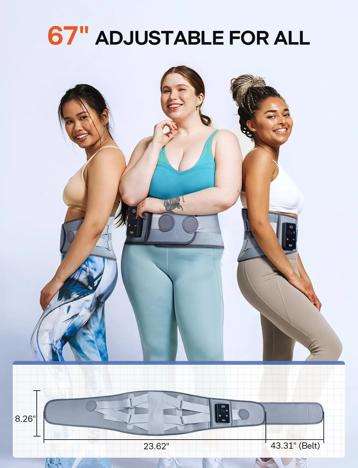 Alljoy Heated Lumbar Support Belt, Cordless Portable Lower Back Therapy Belt with 3 Heat Levels and 5 Vibration Modes, Relieve Waist Soreness and Muscle Tension, Ideal Gift for Men and Women