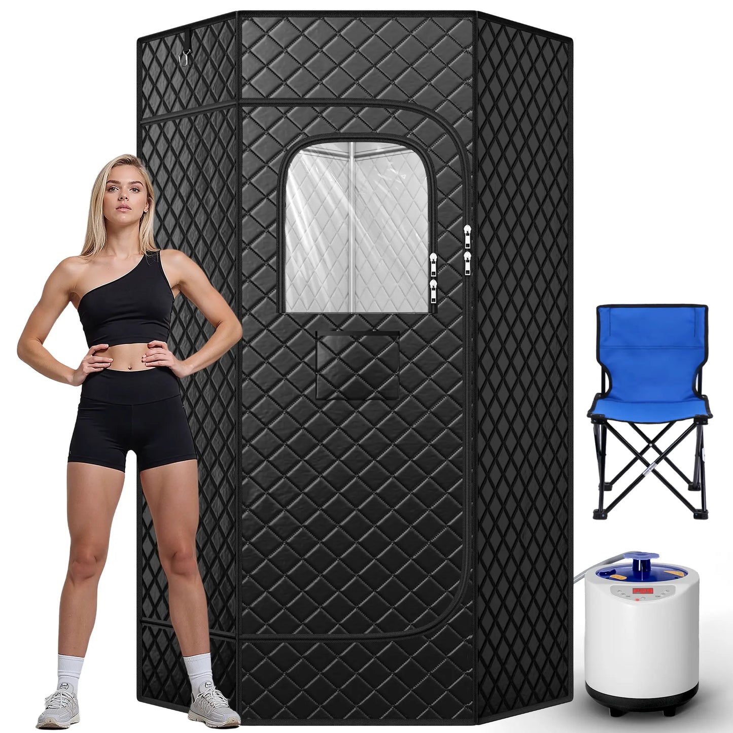 TEHANLD Portable Sauna Box for Home, Personal Steam Nurecover Saunas Heater at Home Use, 3.0L 1200W Steamer, Indoor Foldable Sauna Tent, Dry Sauna SPA Full Body Inflatable Pool