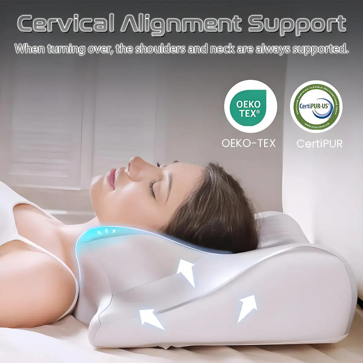 3D Ergonomic Cervical Pillow for Neck and Shoulder Support, Butterfly Contour Memory Foam Pillow with Breathable Air Holes, Cervical Alignment Support Pillow for Side Back Sleepers, Pain Relief Sleeping Pillow for Home Bedroom