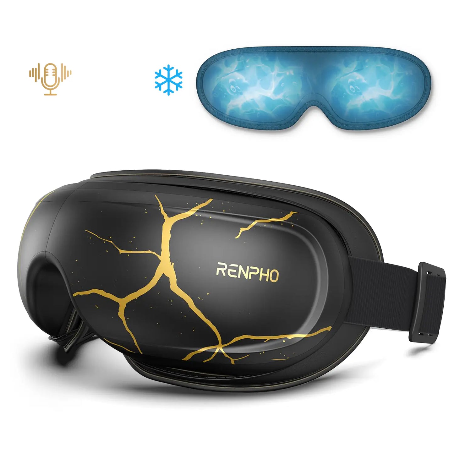 RENPHO Eyeris 3 Eye Massager with Heat and Cooling for Migraines, Summervibes Voice Controlled Portable Eye Mask with Comfort Ice Pack, Gift Choice for Man Women