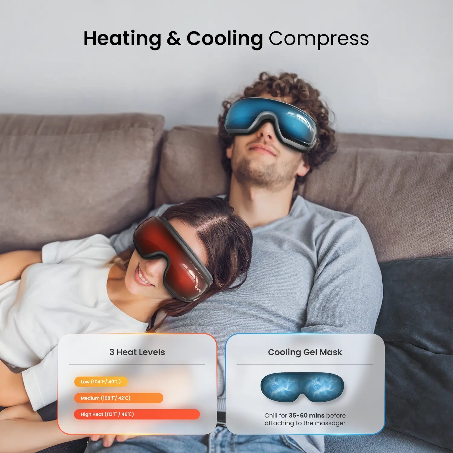RENPHO Eyeris 3 Eye Massager with Heat and Cooling for Migraines, Summervibes Voice Controlled Portable Eye Mask with Comfort Ice Pack, Gift Choice for Man Women