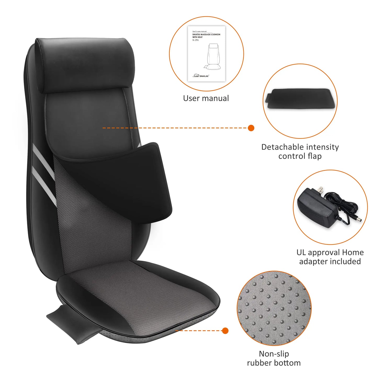 Snailax Back Massager with Heat Shiatsu Massage Seat Cushion - 2D/3D 2-In-1 Modes Back Massager with Heat Adjustable Gifts for Women/Men