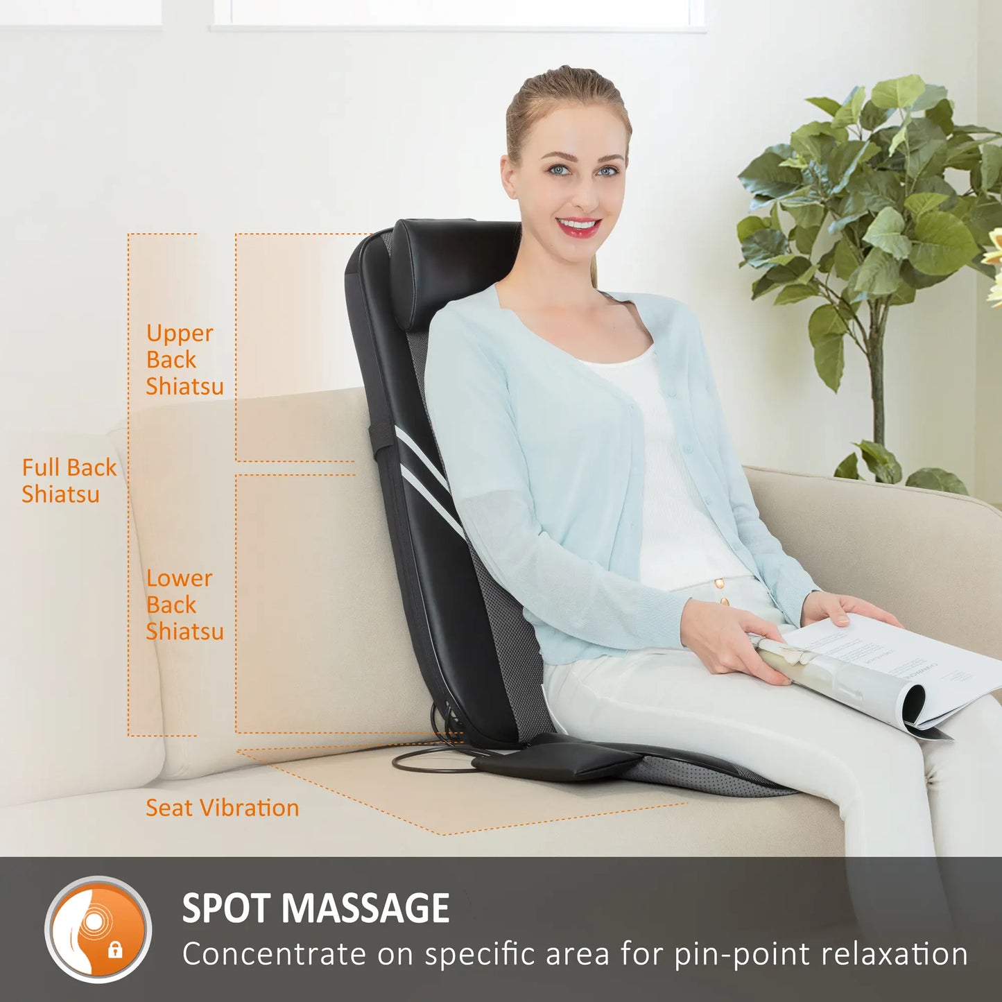 Snailax Back Massager with Heat Shiatsu Massage Seat Cushion - 2D/3D 2-In-1 Modes Back Massager with Heat Adjustable Gifts for Women/Men