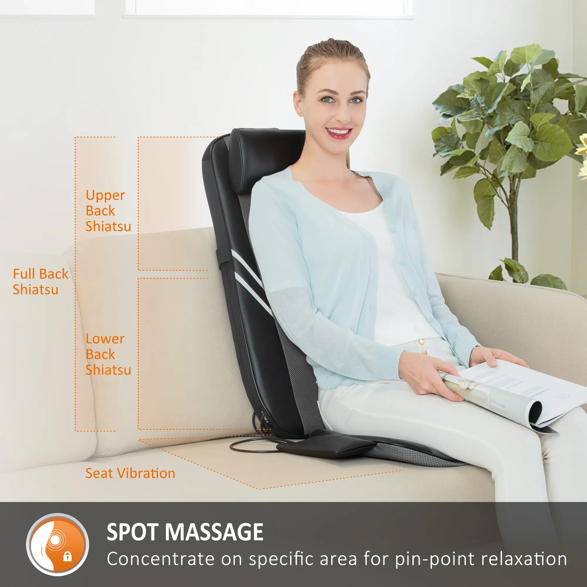 Snailax Back Massager with Heat Shiatsu Massage Seat Cushion - 2D/3D 2-In-1 Modes Back Massager with Heat Adjustable Gifts for Women/Men