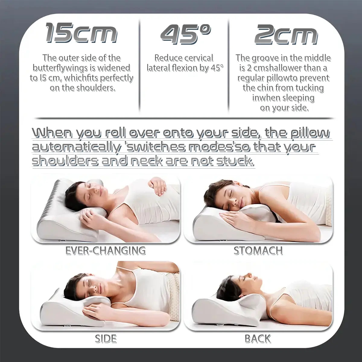 3D Ergonomic Cervical Pillow for Neck and Shoulder Support, Butterfly Contour Memory Foam Pillow with Breathable Air Holes, Cervical Alignment Support Pillow for Side Back Sleepers, Pain Relief Sleeping Pillow for Home Bedroom