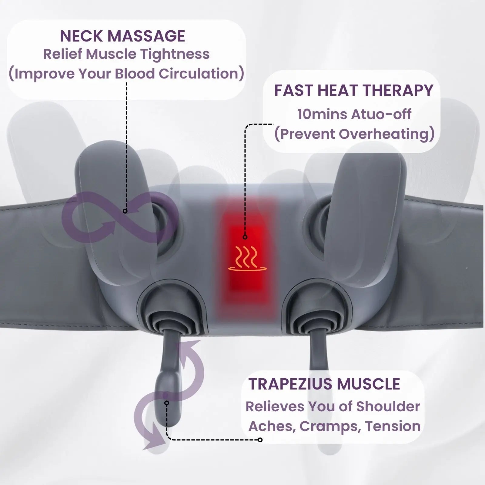 Neck Massager for Pain Relief Deep Tissue, Cordless Neck and Shoulder Massager with Soothing Heat, Rechargeable Portable Hand-Free Design