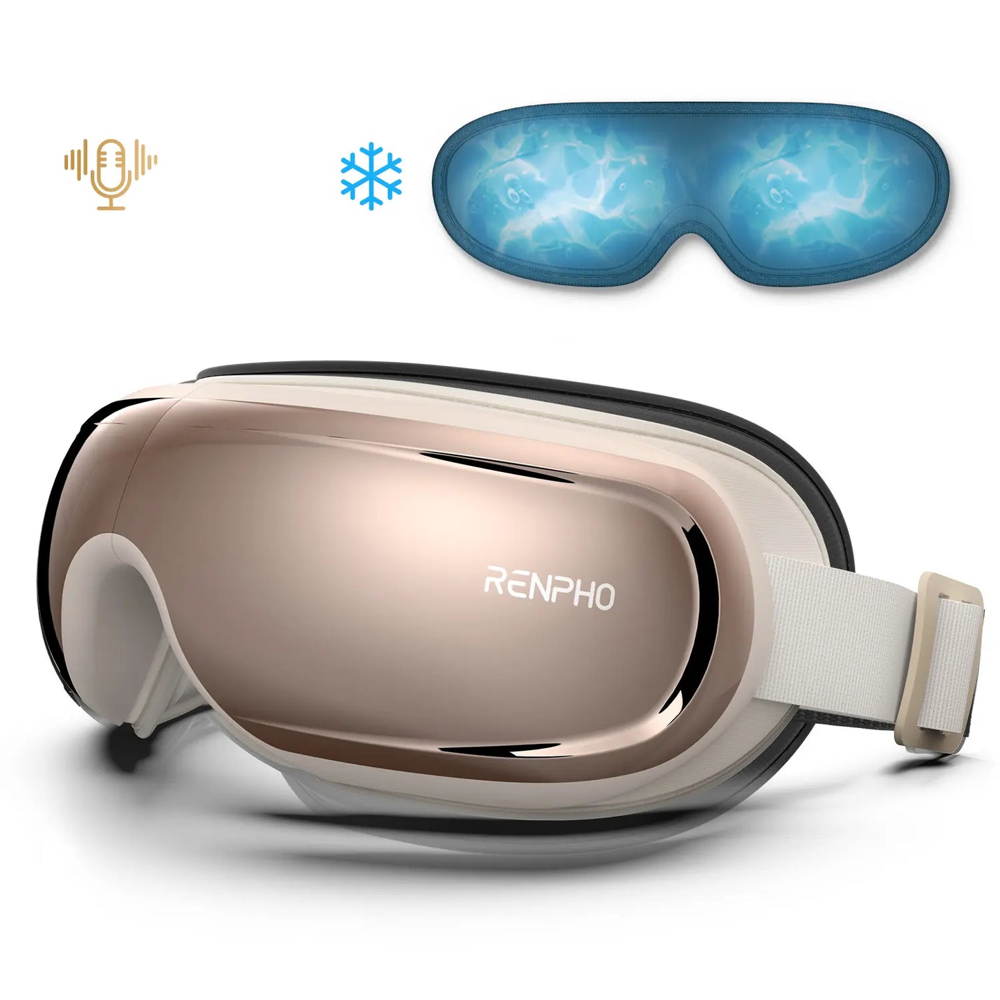 RENPHO Eyeris 3 Eye Massager with Heat and Cooling for Migraines, Summervibes Voice Controlled Portable Eye Mask with Comfort Ice Pack, Gift Choice for Man Women