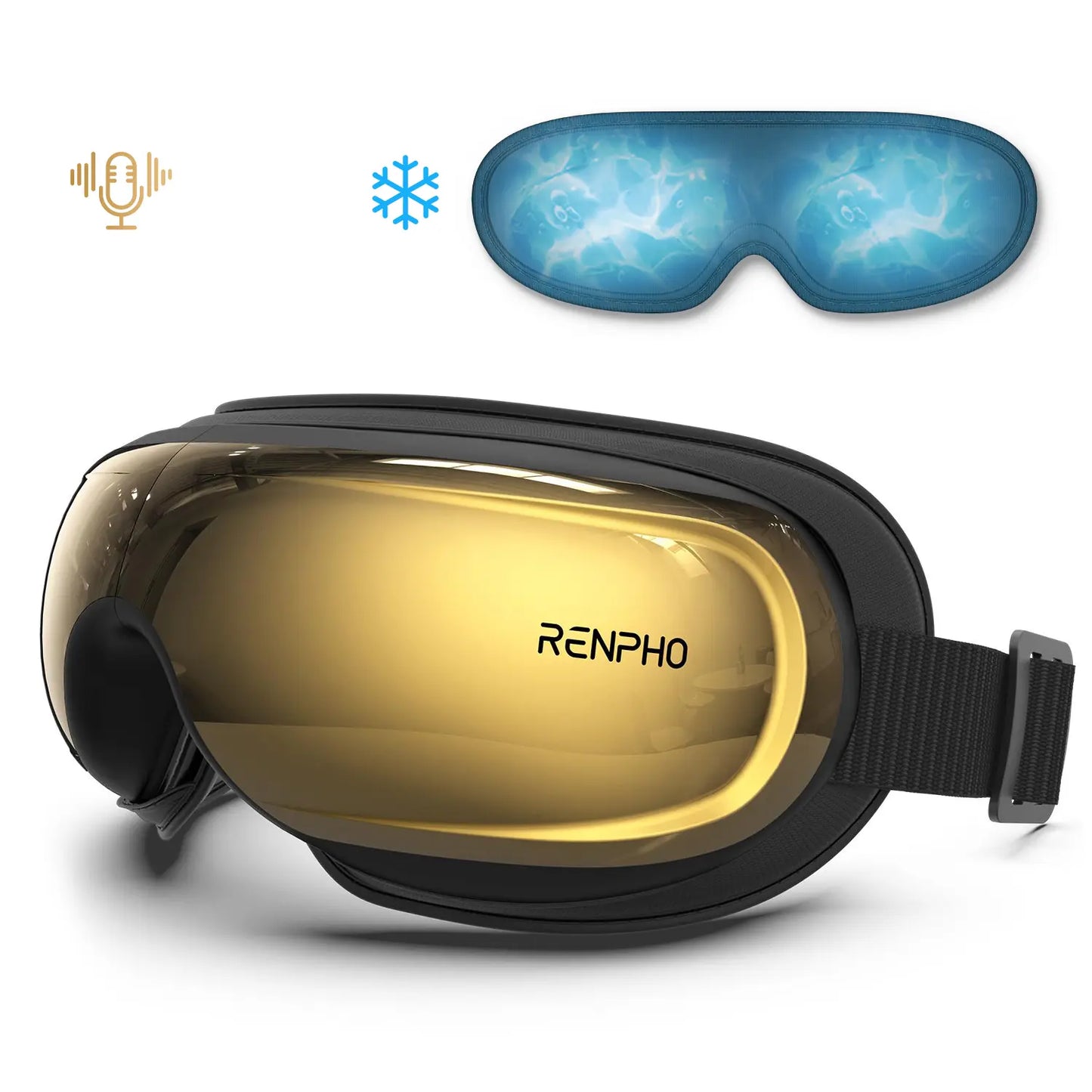 RENPHO Eyeris 3 Eye Massager with Heat and Cooling for Migraines, Summervibes Voice Controlled Portable Eye Mask with Comfort Ice Pack, Gift Choice for Man Women