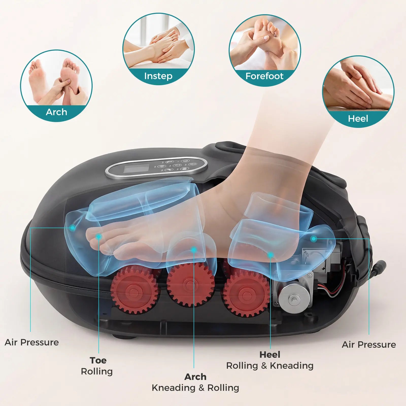 Foot Massager Machine with Heat, Shiatsu Deep Kneading Feet Massager with Air Compression, 6 Modes, Foot Massager Gifts for Women Men
