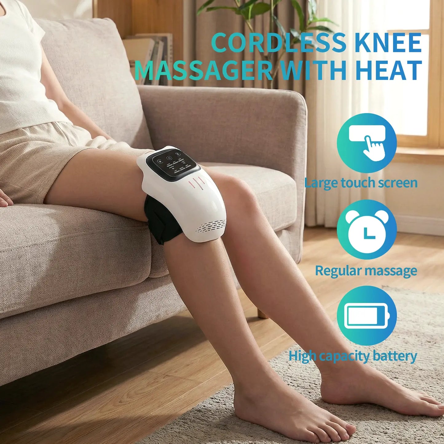 Knee Massager,Cordless Knee Massager and Vibration,Adjustable Temperature Knee Massager with Clear Visible LED Screen Comfort