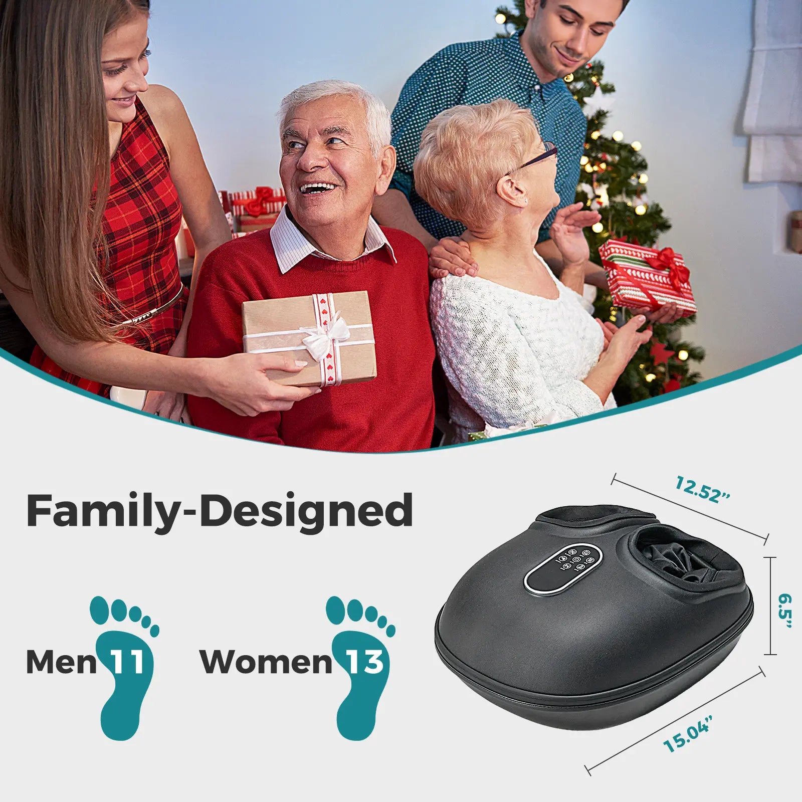 Foot Massager Machine with Heat, Shiatsu Deep Kneading Feet Massager with Air Compression, 6 Modes, Foot Massager Gifts for Women Men