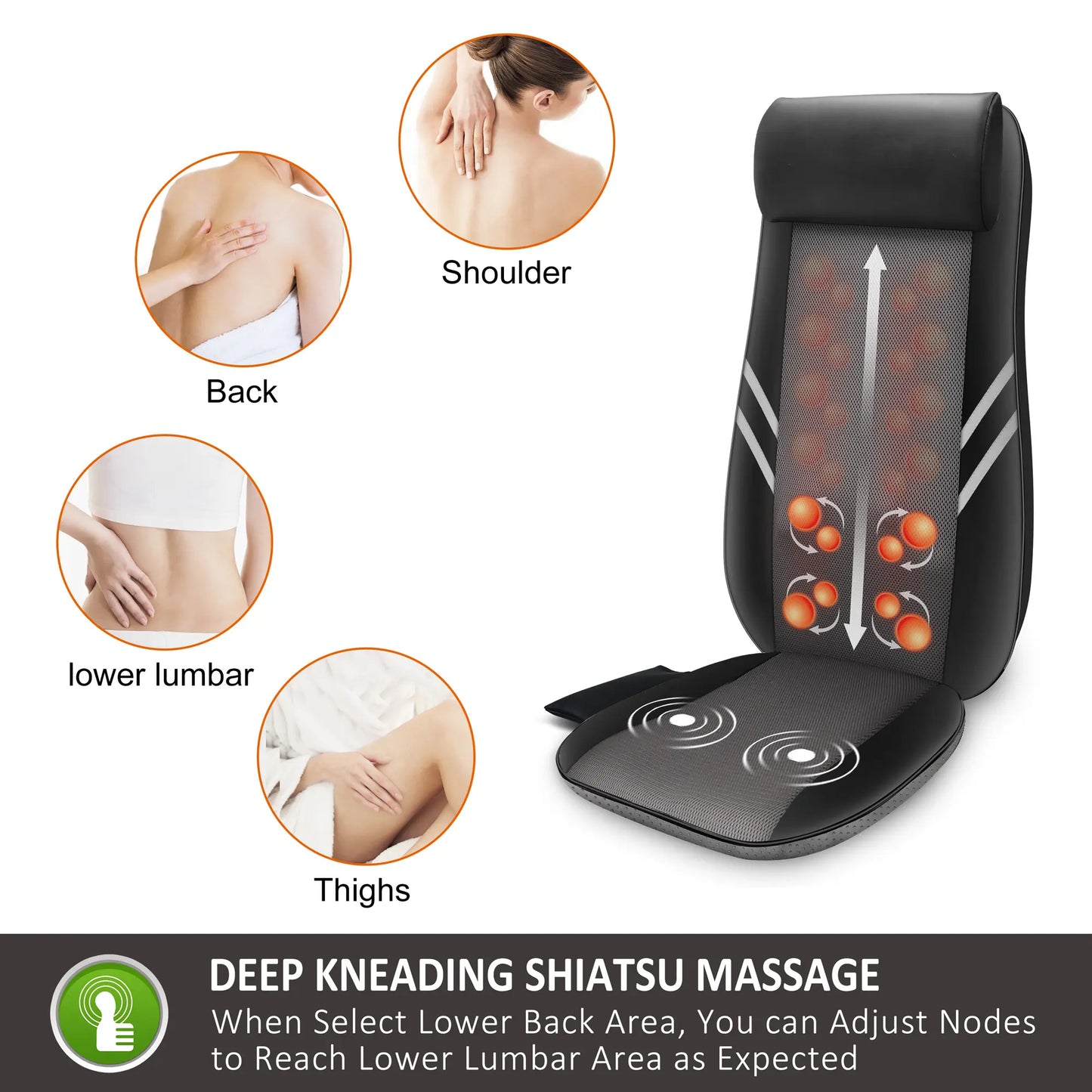 Snailax Back Massager with Heat Shiatsu Massage Seat Cushion - 2D/3D 2-In-1 Modes Back Massager with Heat Adjustable Gifts for Women/Men
