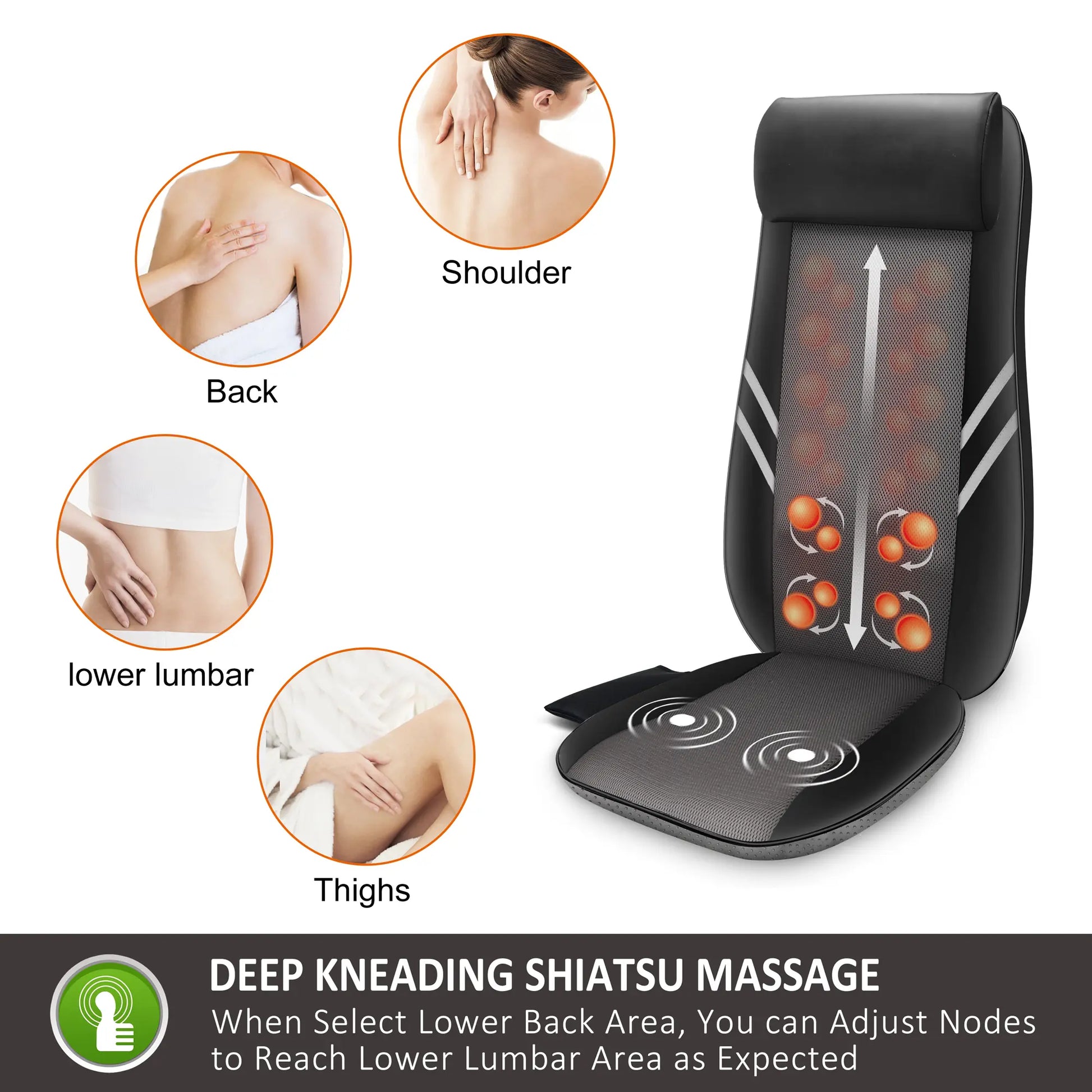 Snailax Back Massager with Heat Shiatsu Massage Seat Cushion - 2D/3D 2-In-1 Modes Back Massager with Heat Adjustable Gifts for Women/Men
