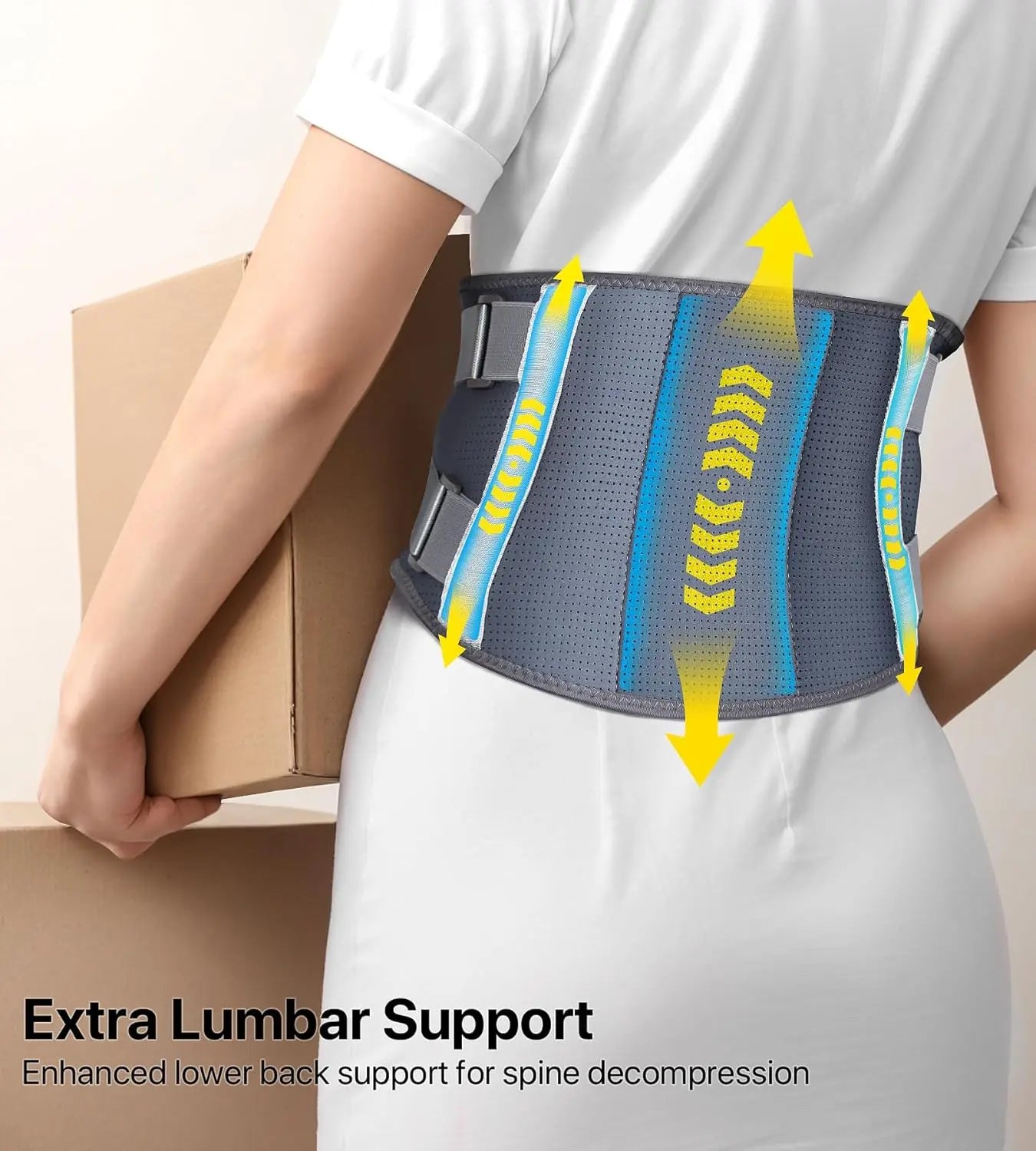 Alljoy Heated Lumbar Support Belt, Cordless Portable Lower Back Therapy Belt with 3 Heat Levels and 5 Vibration Modes, Relieve Waist Soreness and Muscle Tension, Ideal Gift for Men and Women