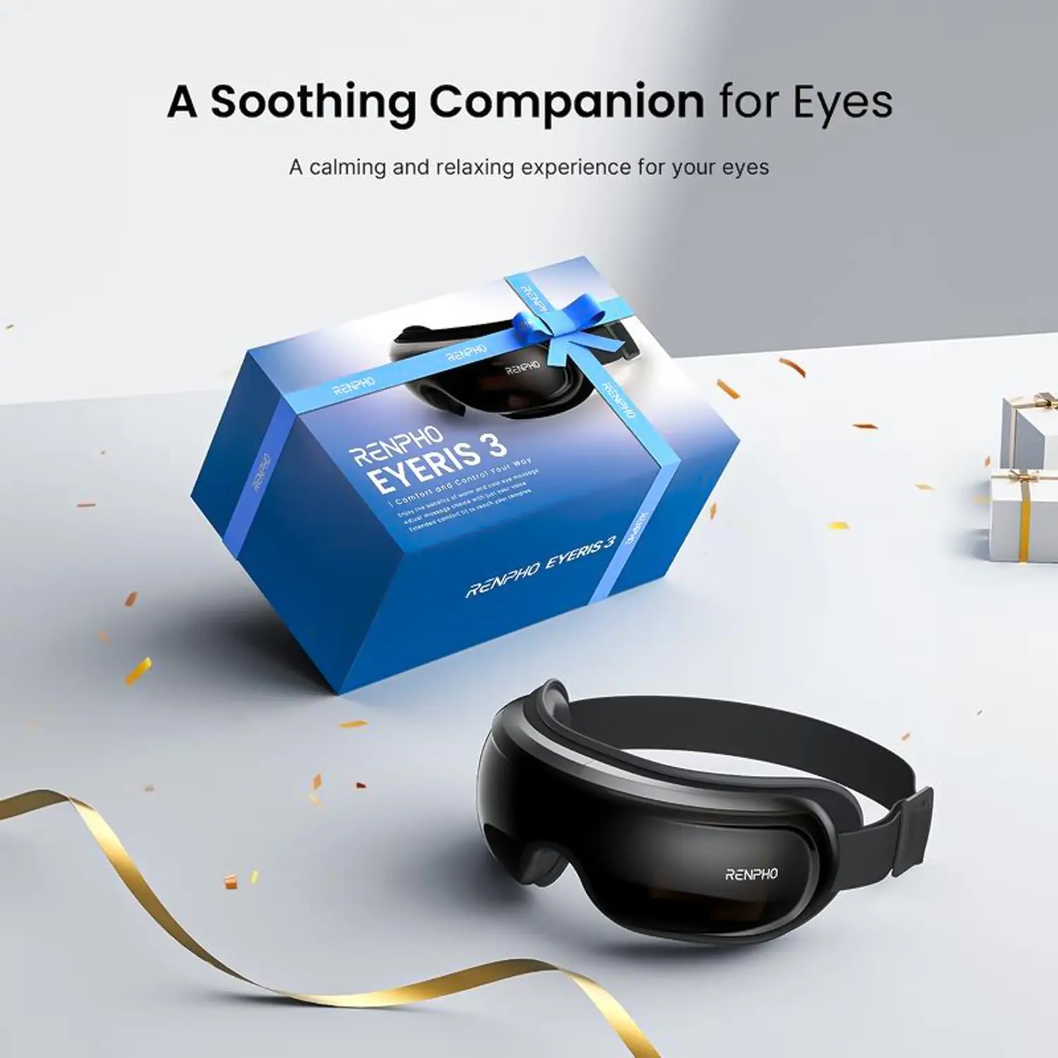 RENPHO Eyeris 3 Eye Massager with Heat and Cooling for Migraines, Summervibes Voice Controlled Portable Eye Mask with Comfort Ice Pack, Gift Choice for Man Women