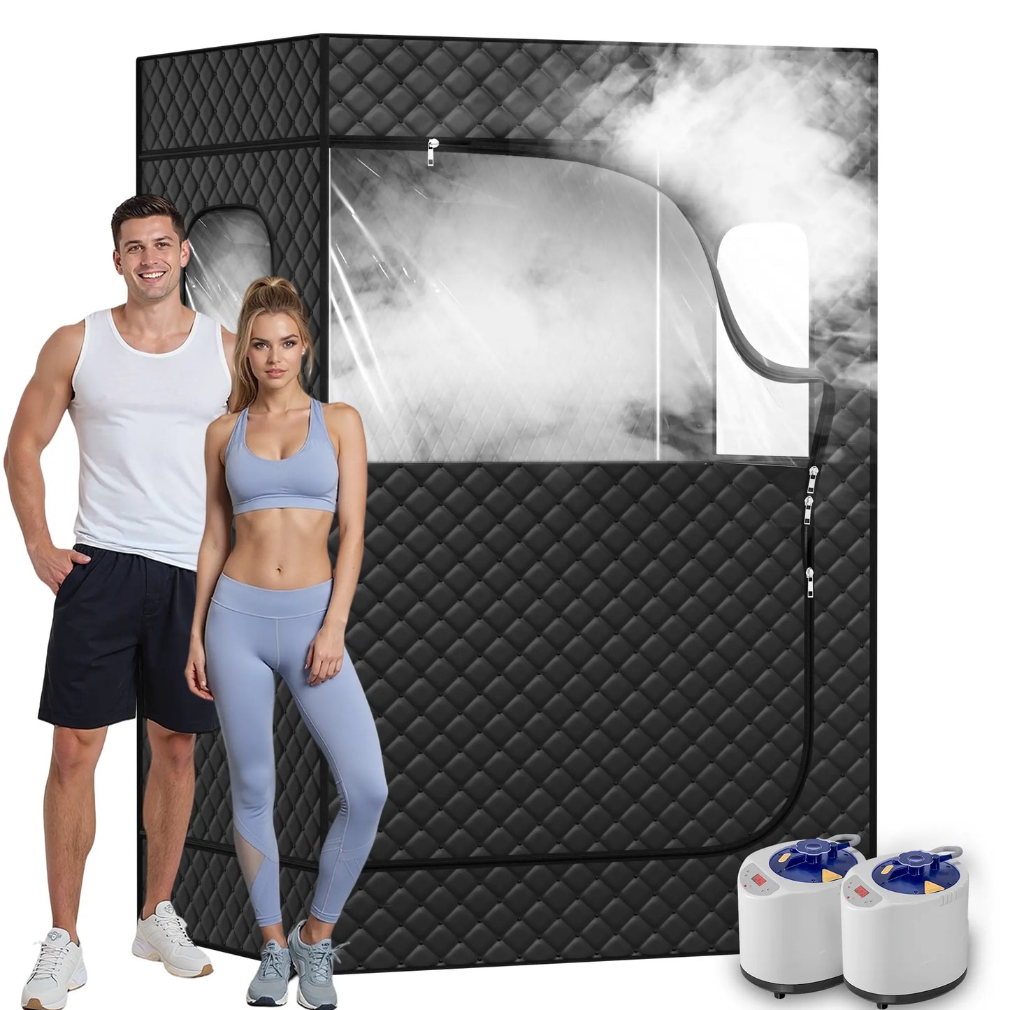 TEHANLD Portable Sauna Box for Home, Personal Steam Nurecover Saunas Heater at Home Use, 3.0L 1200W Steamer, Indoor Foldable Sauna Tent, Dry Sauna SPA Full Body Inflatable Pool
